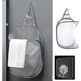 thumbnail image 3 of Hanging Laundry Hamper Foldable Mesh Hamper Dirty Cloth Basket With Carry Handle, Mesh Pop Up Laundry Hamper For Travel,bedroom,bathroom,dorms (grey2p, 3 of 5