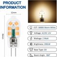 thumbnail image 2 of Bombilla LED G4 2W 12V Blanco Cálido 200LM, Bi Pin G4 Equivalente a Halógeno 10W-20W, G4 LED 12V para Campana/Gabinete/Camping, no regulable, paquete de 10 [Clase de eficiencia energética A+], 2 of 5
