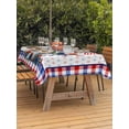 thumbnail image 3 of Outdoor Tablecloth with Umbrella Hole for Patio/Picnic/Party/Camping, USA 4th of July Waterproof Table Cloth Rectangle Table Cover Washable, Red Blue Plaid Floral Patriotic (54"x 80"), 3 of 8