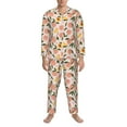 thumbnail image 3 of Naloa Peach With Leaves1 Men’s Pajamas Set - Long Sleeve Button Down Sleep Shirt and Pajama Bottoms Sleepwear Set-X-Large, 3 of 7