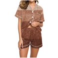 thumbnail image 2 of Qiopertar Liquidation à Moins de 5$ Blouse Décontractée Imprimée Col Rabattu Manches Courtes Mode Short Ensemble Pyjama Grandes Économies de Vacances!, 2 of 5