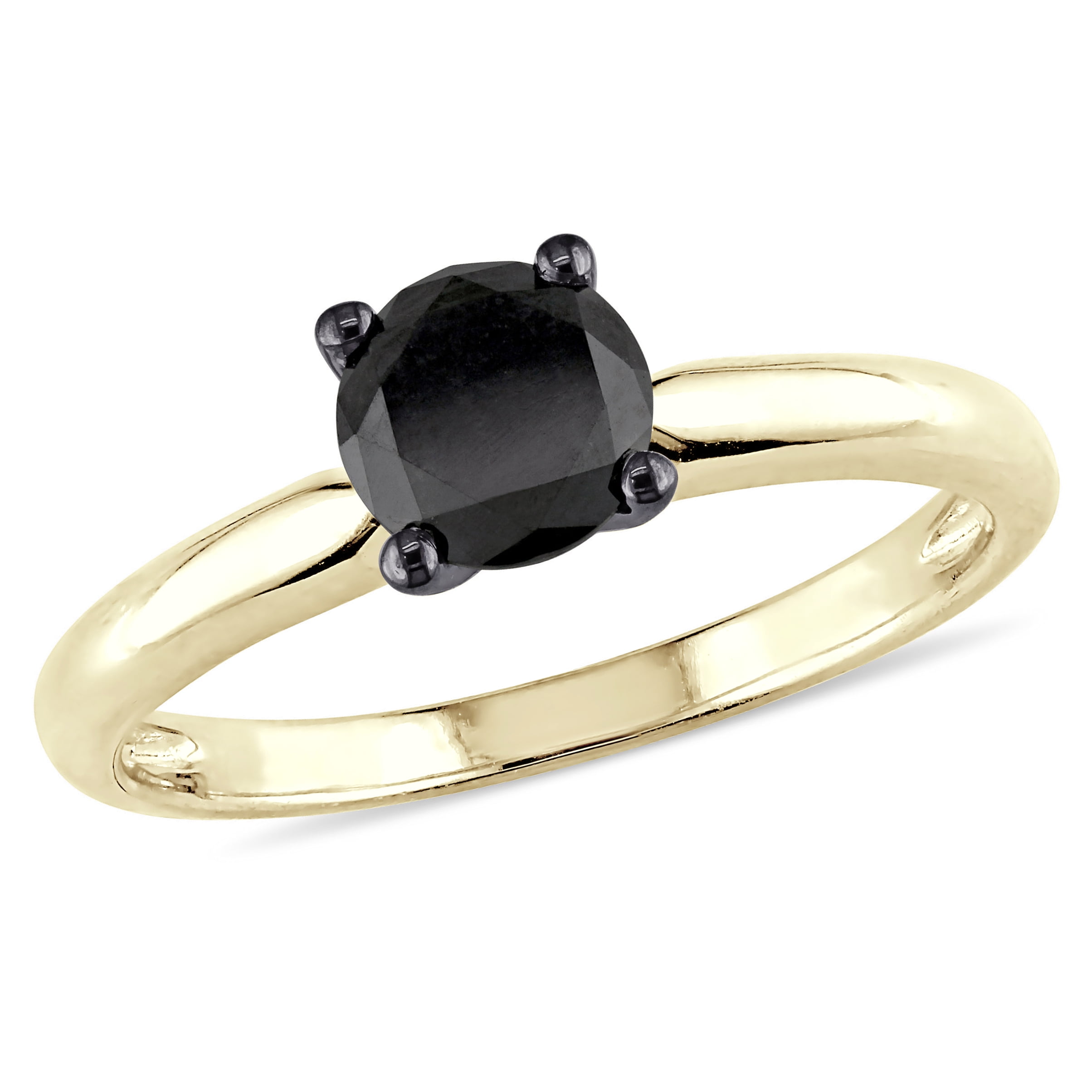 1 Carat T.W. Black Diamond 14kt Yellow Gold Solitaire Ring by Delmar Manufacturing