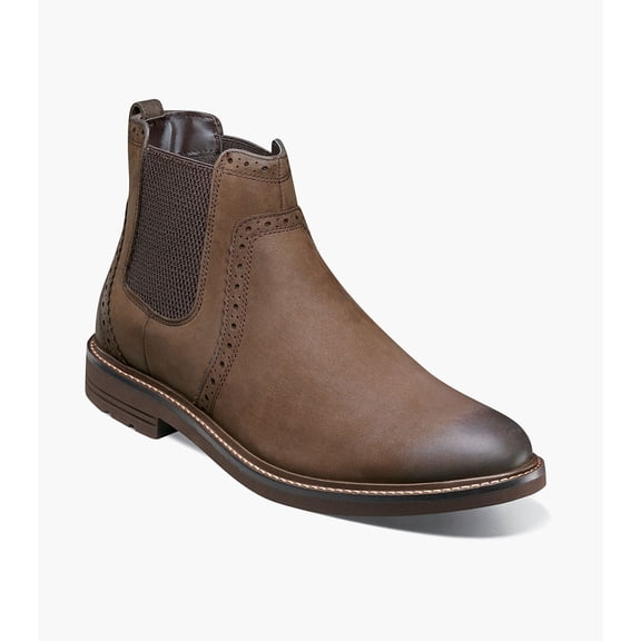 Nunn Bush Otis IIÂ Plain Toe Chelsea Boot, Brown Crazy Horse, 12