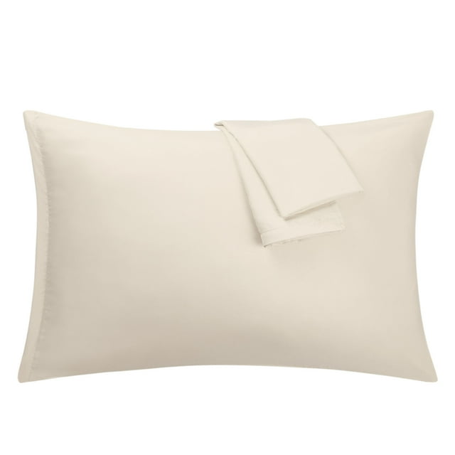 Taies d'Oreiller Crème en Microfibre Douce avec Fermeture Éclair King, Lot de 2