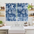 thumbnail image 2 of Navy Blue Coastal Kitchen Curtains Window Panels, Summer Beach Nautical Starfish Coral Vintage Insulated Window Treatment Curtain, Grommet Curtains for Bedroom/Living Room/Bathroom, 2 Piece 52"Wx63"L, 2 of 8