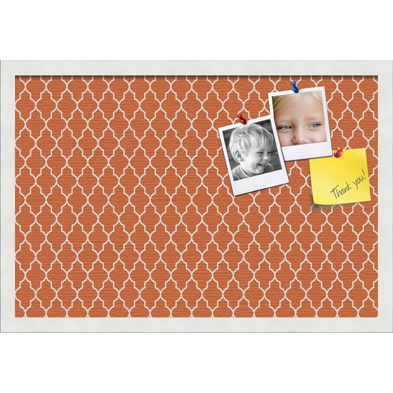 PinPix 24x16 Custom Cork Bulletin Board Quarterfoil Orange Poster Board Has a Fabric Style Canvas Finish, Framed in Quarterfoil Orange, by ArtToFrames (PinPix-328)