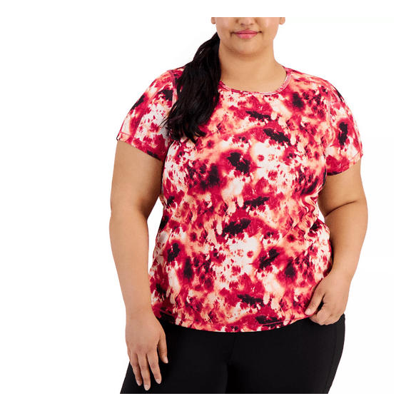 Id Ideology Plus Size Relaxed Tie Dye Birdseye Mesh T-Shirt, Pink, 3X