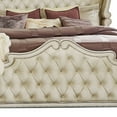 thumbnail image 2 of Benjara Lino Wood Queen Bed, Opulent Tufted Velvet Upholstery, French Carved, Ivory, 2 of 5