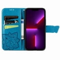 thumbnail image 3 of iPhone 13 Pro Case, Mantto Bling Diamond PU Leather Flip Wallet Case Hand Strap Butterfly Embossed Protective Flip Stand Card Holder Magnetic Cover for Apple iPhone 13 Pro, Blue, 3 of 9