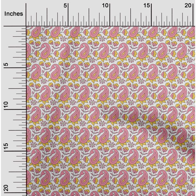 oneOone Georgette Viscose Fabric Leaves|Floral & Paisley Block Decor Fabric Printed BTY 42 Inch Wide
