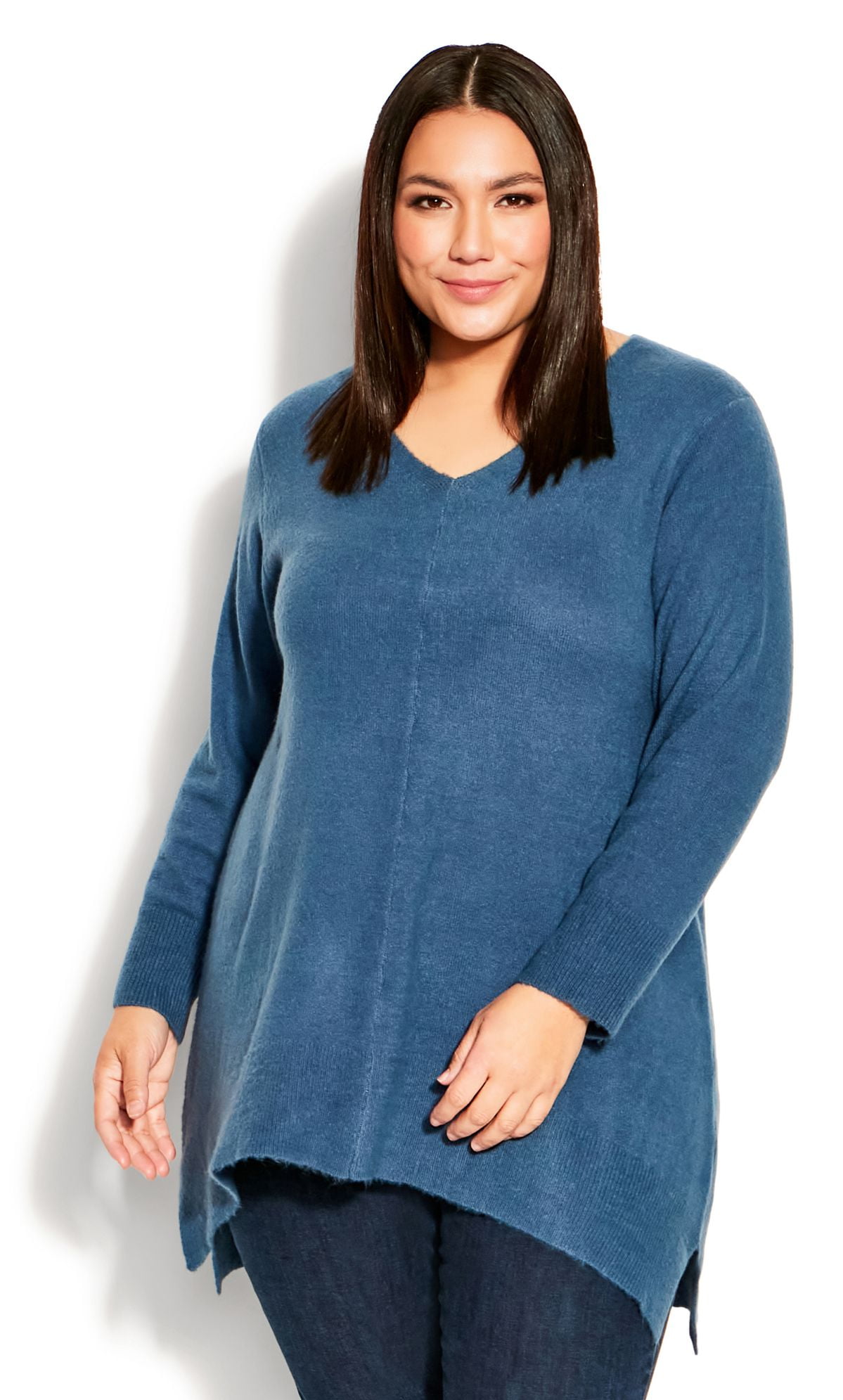 Plus Size Cutout V-Neck Sweater main image 0