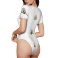 thumbnail image 2 of Pofeuu Rabbit Blowing Dandelions Print Short Sleeve Body Suits Women Round Neck Bodysuits for Women Onesie Adult Set Body Suit-XX-Large, 2 of 7