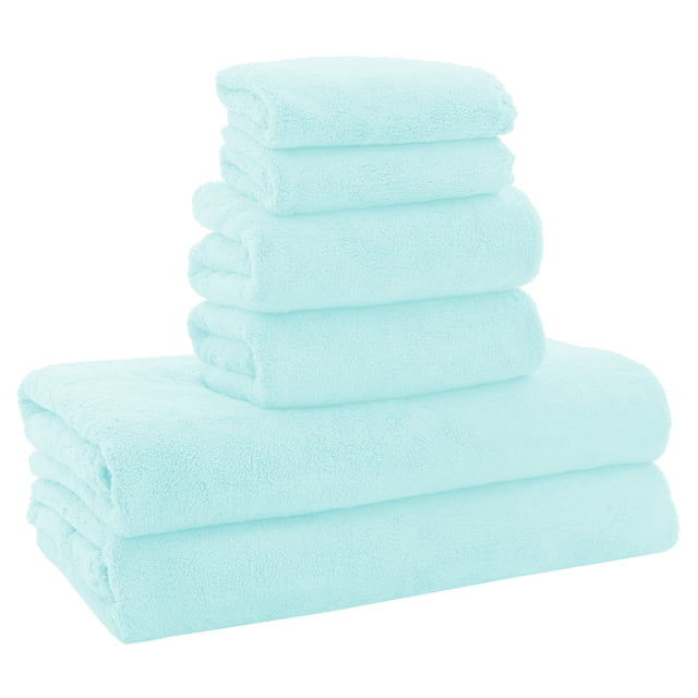 Juego de toallas MOONQUEEN de microfibra ultrasuave, 6 unidades, Frozen Blue