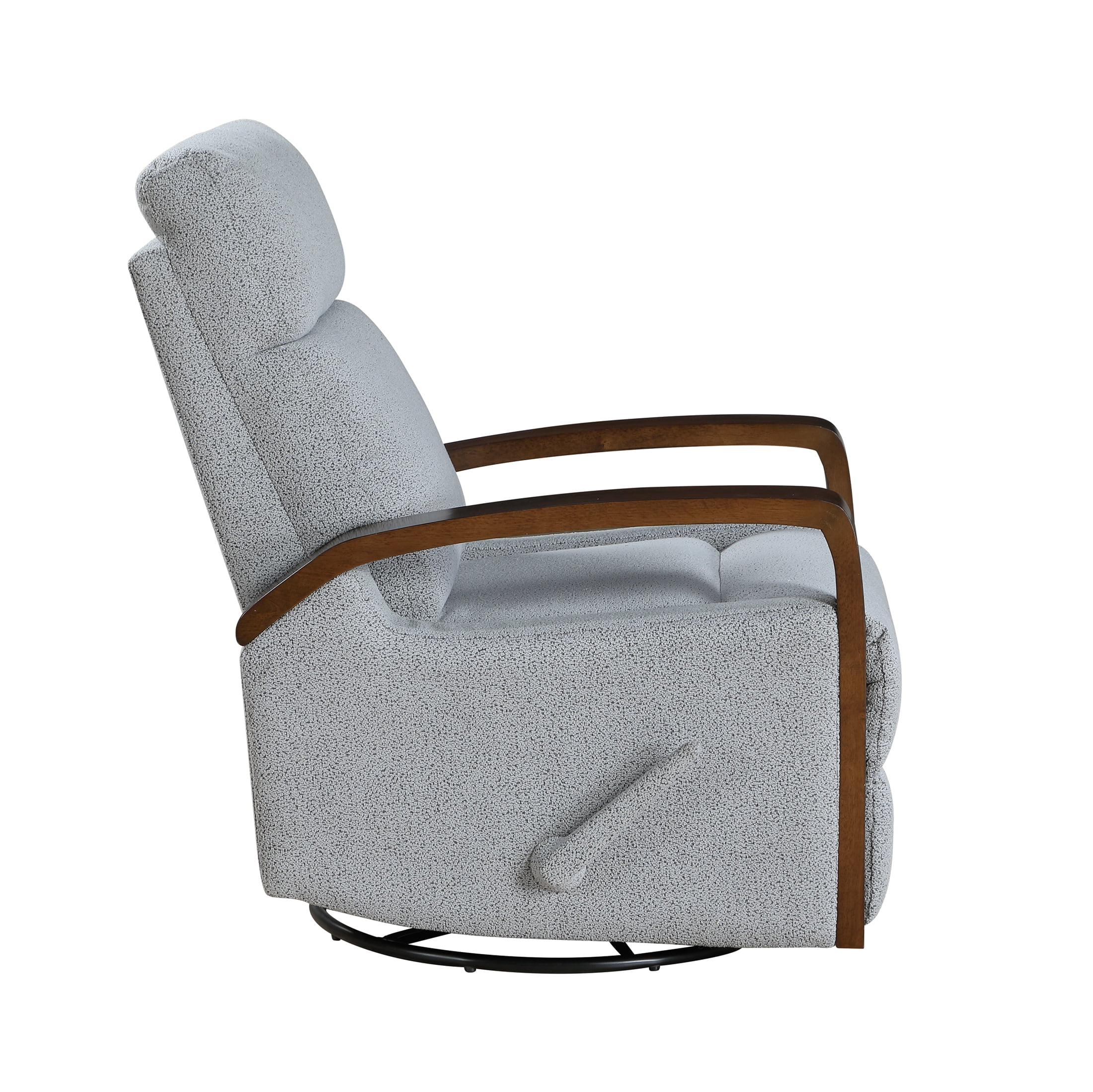 OakvillePark Vexa Boucle Swivel Glider Reclining Chair with Wooden Arms, Gray