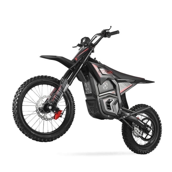 VALTINSU EM5 PRO 60V Electric Dirt Bike w/Light & Display, Off-Road Motorcycle 5600W 3 Speed Modes (Max 52MPH) Range 60 MI,17"/14" Tires,Dual Suspension & Hydraulic Brakes Fit Age 15  Black