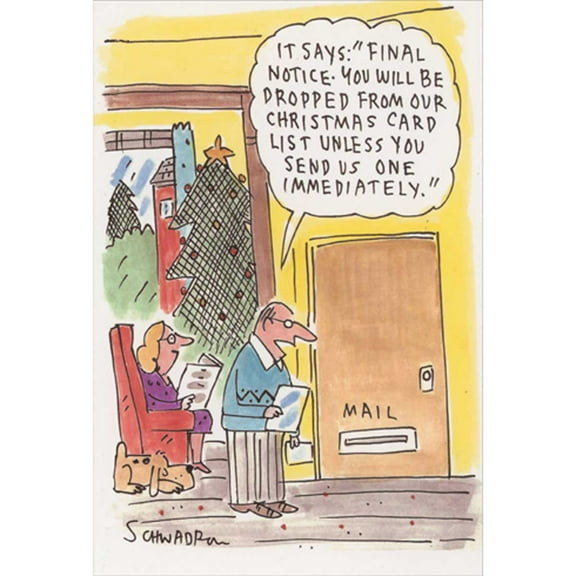 NobleWorks 12 Funny Christmas Cards w/5 x 7 Inch Envelopes (1 Design, 12 Each)  - Final Notice C8744XSG-B12x1