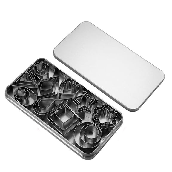 Nordwen 30-Piece Mini Cookie Cutter Set, Stainless Steel Small Clay Cutters for Polymer Clay, Fondant, and Baking, Assorted Shapes (Heart, Star, Flower) with Storage Box