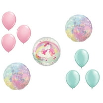 LOONBALLOON Unicorn Theme Balloon Set, Enchanted Unicorn Balloon, 17inch LUMINOUS BIRTHDAY Balloons and 6x latex balloons