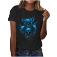 thumbnail image 3 of Oplxuo Halloween T Shirts for Women Spooky Skeleton Graphic Short Sleeve Crew Neck Tees 2025 Funny Pumpkin Print Tunic Tops, 3 of 4