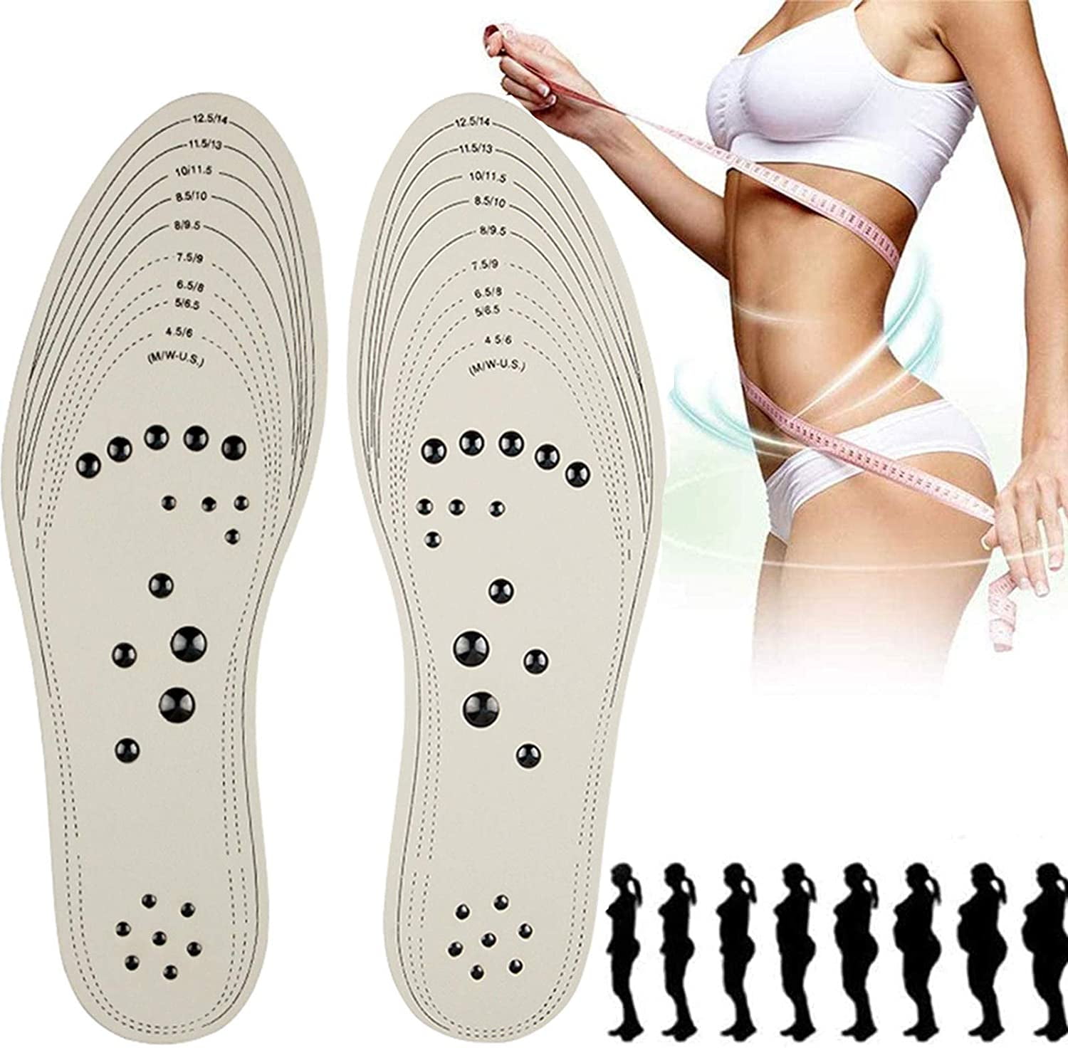 Acupressure Magnetic Massage Weight Loss Therapy Slimming Insoles S Ou 