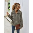 thumbnail image 3 of REDHOTYPE Women's Button Long Sleeve Brushed Jacket Coats with Pockets, 3 of 5
