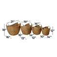 thumbnail image 4 of DecMode 14", 16", 19", 21"W Brown Seagrass Handmade Woven Curved Storage Basket with Silver Metal Handles, 4-Pieces, 4 of 13