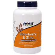 NOW Supplements, Elderberry & Zinc (Elderberry Concentrate with Zinc and Vitamin C, plus Echinacea, Propolis and Slippery Elm), 90 Lozenges