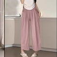 thumbnail image 2 of Women's High Waisted Straight Leg Cropped Pants Trousers Slacks Casual Loose Fit Solid Color Lightweight Breathable Flowy Summer Daily Wear Office Lounge Travel Essentials, 2 of 9