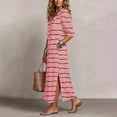 thumbnail image 5 of Ayolanni 3/4 Sleeve Dresses for Women 2026 Striped Side Slit Button Down V-Neck Maxi A-Line Dress Party Vacation Casual Sundress with Pockets Pink L, 5 of 7
