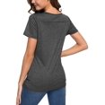 thumbnail image 4 of T-shirt Henley à Manches Courtes/longues pour Femmes, Décontracté, Basique, 4 of 5