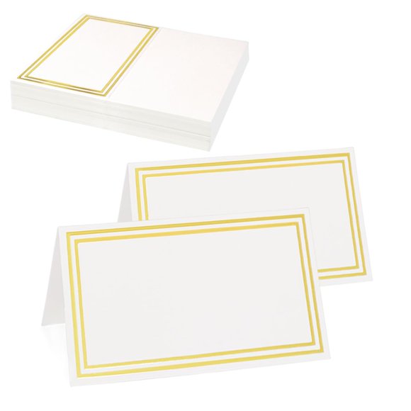 Tarjetas de Mesa QHAJRYYC 50 Pzs Doble Borde Dorado 5x9 cm