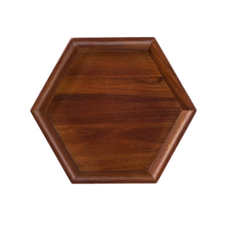 EHJRE Wooden Serving Tray Angled Sides Wood Serving Tray Shallow Rim L Hexagonal