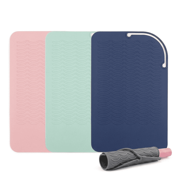 ROSEXIXI 3Pcs 9x6.5 Inch Silicone Styling Tools & Appliances Heat Resistant Mat For Hair Tools, Anti-Slip Curling Iron Holder Silicone Pad For Hot Rollers And Hot Comb Straightener