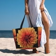 thumbnail image 3 of Wukai Orange Dalia Print Zipper Bag,large Beach Tote Bag,Waterproof Sandproof Bag,Grocery and Picnic Tote Travel Bag, 3 of 5