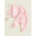 thumbnail image 3 of Baby Girl 2Pcs Fall Outfits Long Sleeve 3D Flower Split Tops + Pants Set Toddler Clothes, 3 of 5