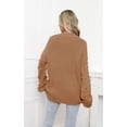 thumbnail image 3 of Womens Sweaters Pullover Oversized Deep V Neck Off Shoulder Tops Long Sleeves Loose Knit Sweater, 3 of 6