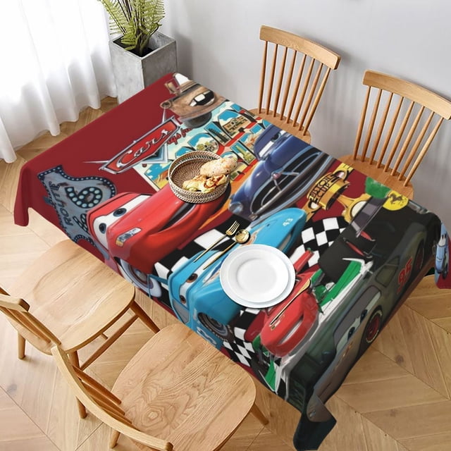 Mantel de Cars Lightning Mcqueen para cocina, comedor, fiesta, elegante mantel impermeable, lavable, resistente a las arrugas, decorativo, rectangular, 54 x 72 pulgadas