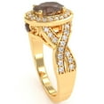 thumbnail image 3 of Three Stone Smoky Quartz Diamond Peekaboo Halo Engagement Ring In 14k Yellow Gold, 3 of 6
