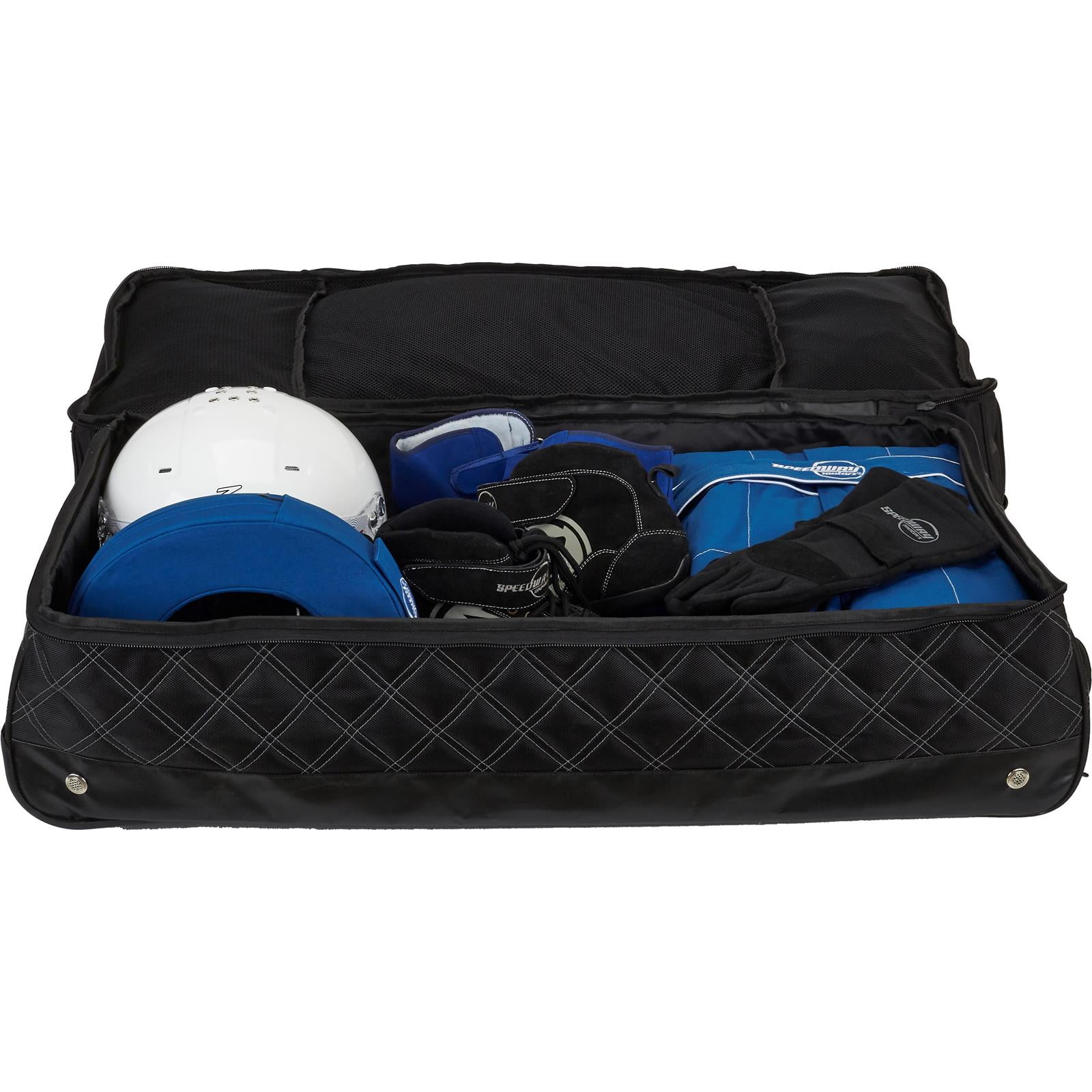Speedway Motors Pro Roller Racing Gear Travel Bag: Large Multi-Compartment for Helmets, Suits, Shoes, 35x15x15 inches, Retractable Handle, Vented Compartments, Durable Nylon, Heavy-Duty Wheels