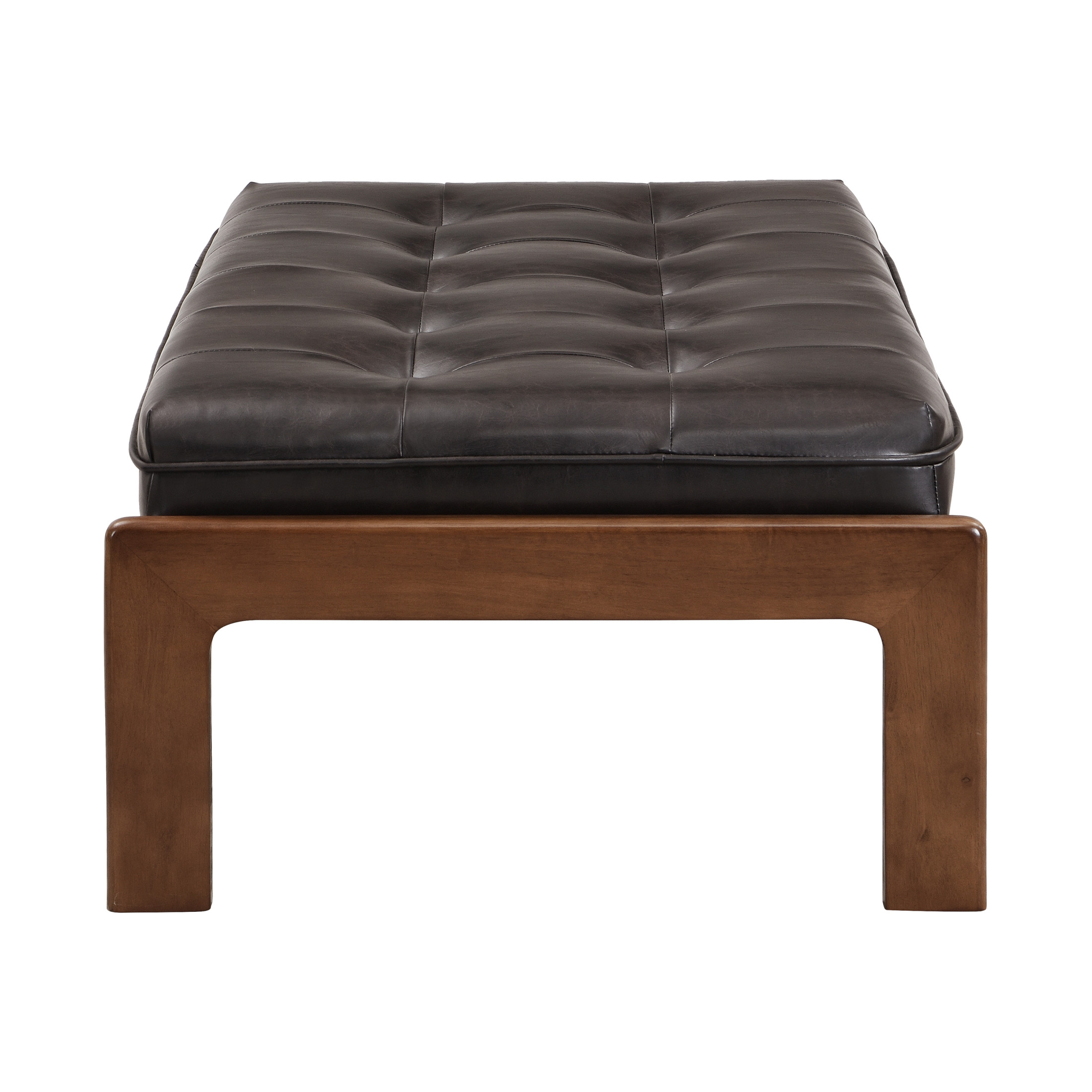 Christopher Knight Home Modern 48.4" Ottoman Bench, PU Leather Button-Tufted Cocktail Ottoman, Dark Brown