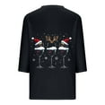 thumbnail image 5 of purcolt Christmas Shirts for Women Red Wine Glass Graphic Tees Casual Crewneck 3/4 Sleeve Tunic Tops Blouse Xmas Holiday Party Gifts, 5 of 5