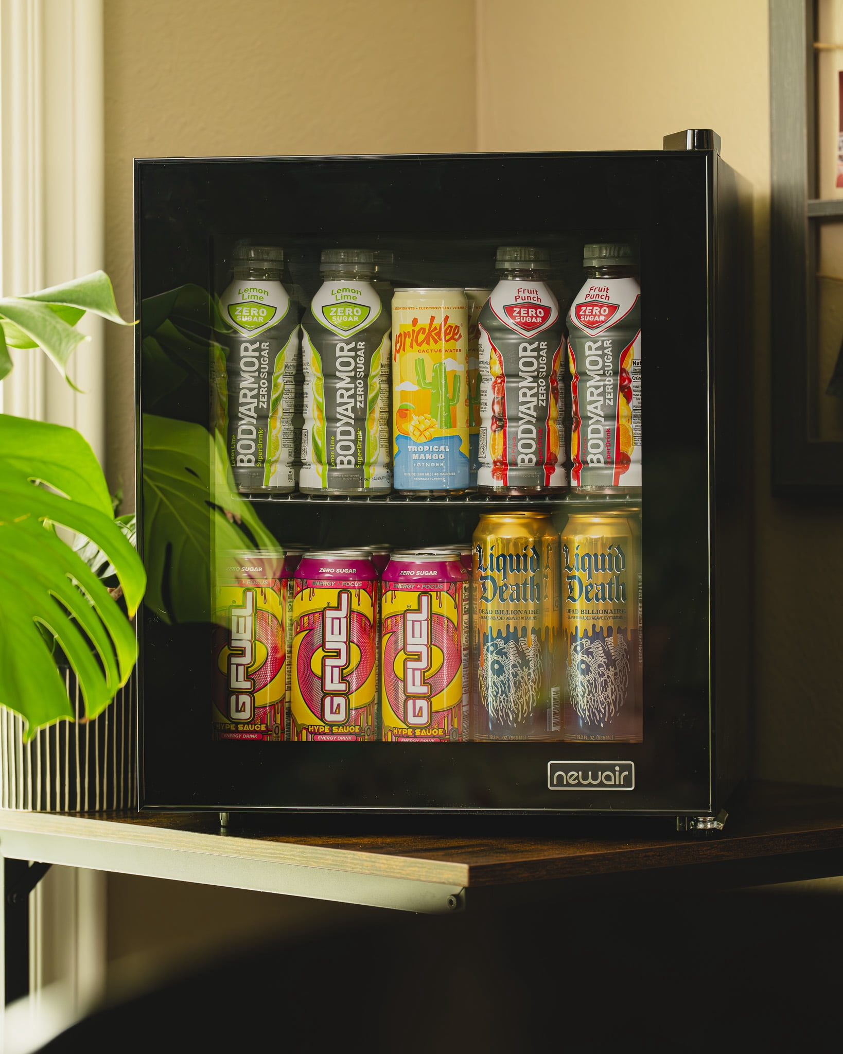Newair 60-Can Beverage Refrigerator with Glass Door, Freestanding, Black Stainless Steel