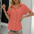 thumbnail image 2 of Womens Button Down Shirts Lapel Short Sleeve Shirt Collared Pocketed Casual Blouses Summer Tops, 2 of 6