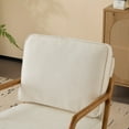 thumbnail image 6 of Modern Accent Chair, Mid-Century Solid Wood Arm Chair, Upholstered Reading Chair with Lumbar Pillow, Sofa Side Chairs for Living Room Bedroom Guest Room, Beige/C, 6 of 8