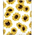 thumbnail image 3 of Sunflower Gifts Throw Blanket for Women - Living Room Home Bedroom Decor, Soft Fuzzy Yellow Flower Print Plush Blankets for Couch Sofa Bed Birthday White Twin 60"x80", 3 of 5