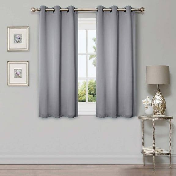 Bkue Nile Mills Modern, Classic Solid Semi Blackout Curtains, Set of 2, 42" x 63", Silver