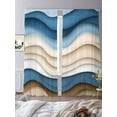 thumbnail image 2 of Blue Beige Ombre Sheer Curtains 108 Inch Length 2 Panels Set, Modern Moire Abstract Geometric Voile Window Treatment Semi Sheer Long Curtains Drapes for Bedroom/Living Room/Kitchen 52"x108"x2, 2 of 7