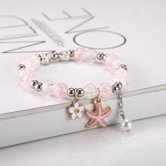 Ladies' Fashion Bracelet, Flower Crystal Beaded, Crystal, Pink