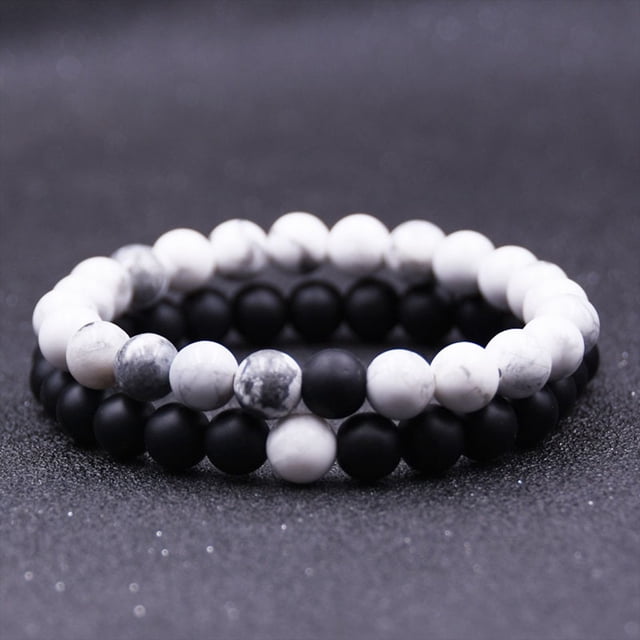 RYRDWP 2 Pcs Hommes Roche de Lave Femmes Perles Chakra 8 mm Pierre Naturelle Élastique