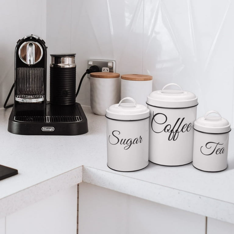 Canister Set for Kitchen Counter, Airtight White Vintage Canisters